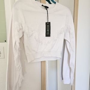 Long sleeve crop white sweater